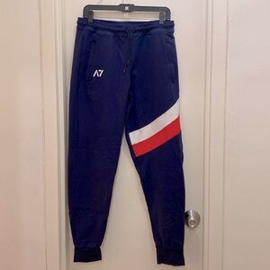 A7 Unisex Defy Joggers in Blue Red and White in Size Mens M / Womens XL